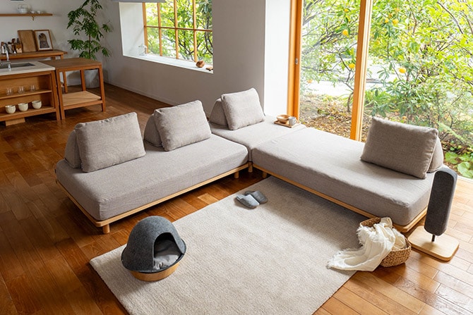 Fumi フミ 無駄のないソファ ベース S  ソファ ソファー オットマン 1人掛け カバーリング おしゃれ 北欧 生地 ファブリック 木  