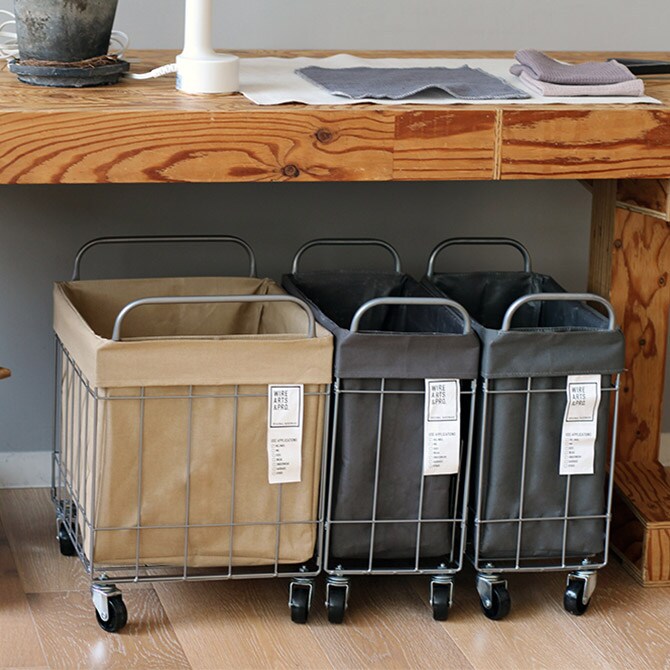 BRID ブリッド 折りたたみ ランドリースクエアバスケット キャスター付き 40L ワイド  ランドリーバスケット ワイヤーバスケット キャスター おしゃれ 大容量 布 スチール 洗濯 かご カゴ  