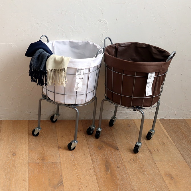 BRID ブリッド ランドリーラウンドバスケット キャスターレッグ 35L  ランドリーバスケット ワイヤーバスケット キャスター おしゃれ 布 スチール 洗濯 かご カゴ 収納  