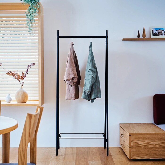 TETSUNAGI テツナギ RACK A & Shelf board SET  ハンガーラック スリム 省スペース おしゃれ 棚付き スチール アイアン 日本製 コートハンガー シンプル インテリア 家具 収納  