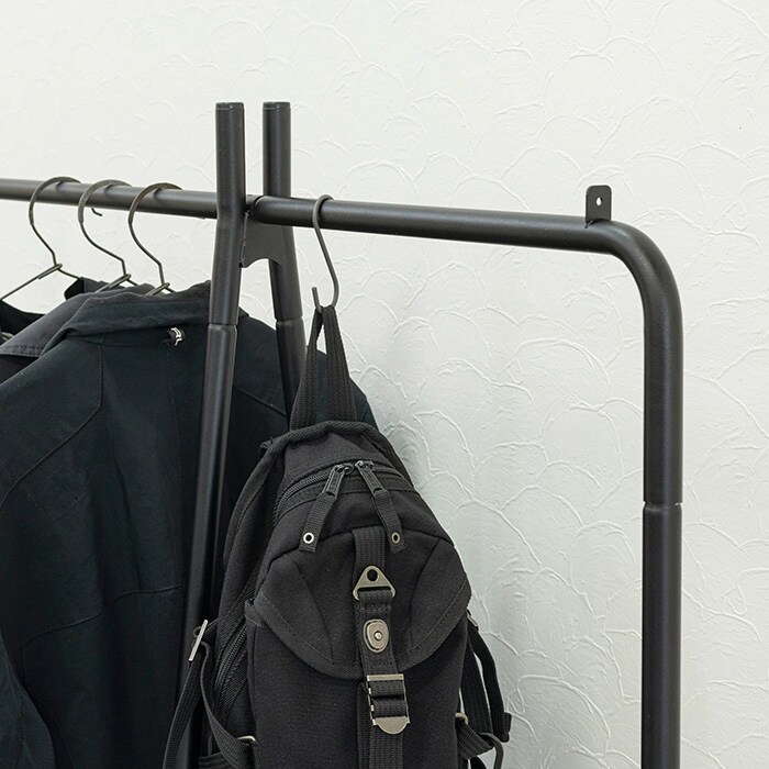 TETSUNAGI テツナギ RACK A & Steel tray + Side hanger SET  ハンガーラック スリム 省スペース おしゃれ 棚付き スチール アイアン 日本製 コートハンガー シンプル インテリア 家具 収納  