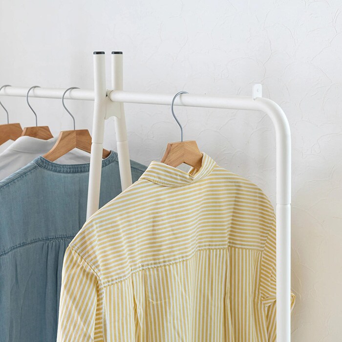 TETSUNAGI テツナギ RACK A & Steel tray + Side hanger SET  ハンガーラック スリム 省スペース おしゃれ 棚付き スチール アイアン 日本製 コートハンガー シンプル インテリア 家具 収納  