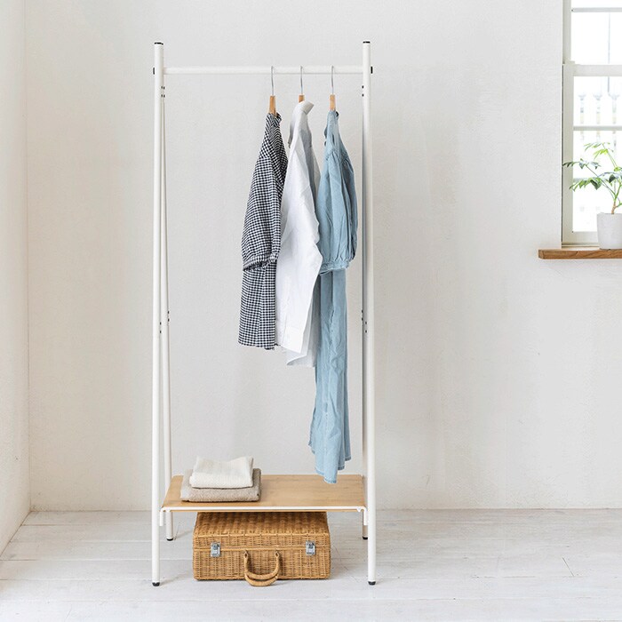 TETSUNAGI テツナギ RACK A & Shelf board + Side hanger SET  ハンガーラック スリム 省スペース おしゃれ 棚付き スチール アイアン 日本製 コートハンガー シンプル インテリア 家具 収納  