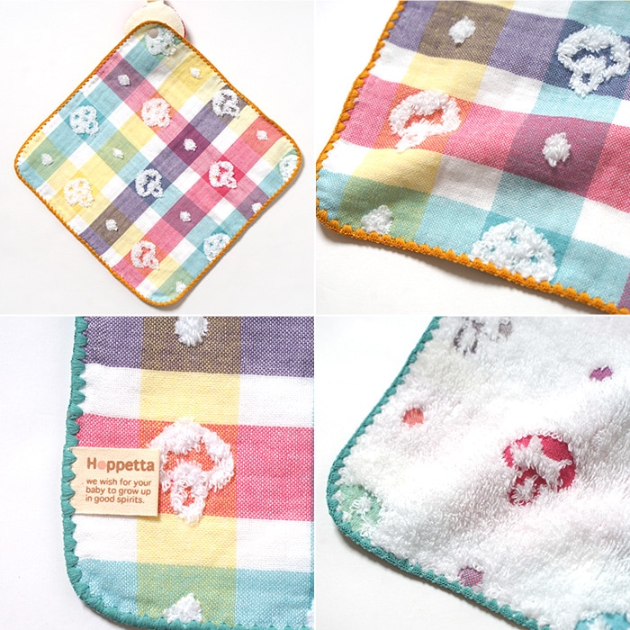 Hoppetta / 10mois チャームハンカチ 2枚セット ストラップ付き ハンカチ ベビーカー 赤ちゃん おでかけ かわいい おしゃれ 出産祝い ギフト 贈り物