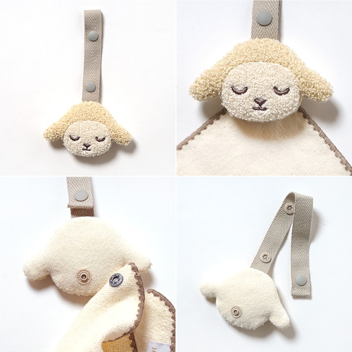 Hoppetta / 10mois チャームハンカチ 2枚セット ストラップ付き ハンカチ ベビーカー 赤ちゃん おでかけ かわいい おしゃれ 出産祝い ギフト 贈り物