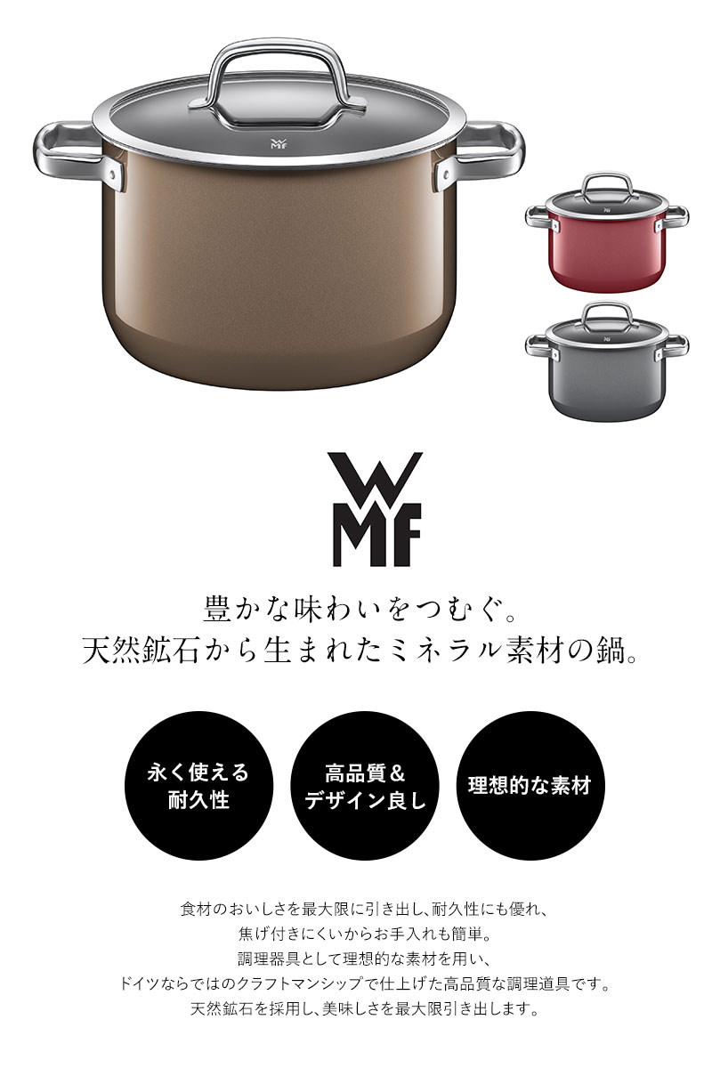 WMF ヴェーエムエフ フュージョンテック ハイキャセロール20cm  両手鍋 深型 蓋付き 無水鍋 無水調理鍋 おしゃれ ドイツ製 焦げ付かない IH対応 食洗器対応 丈夫 頑丈  