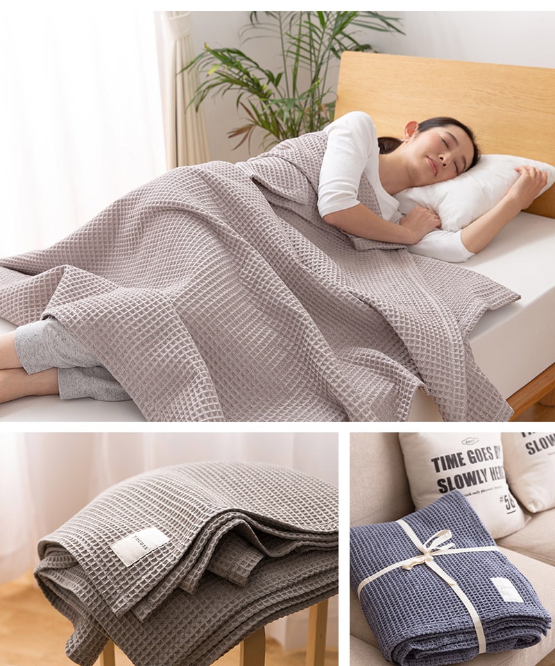 yucuss ユクスス じっくり織り上げたワッフルケット ワイドキング 240cm×200cm  ブランケット オールシーズン 春 夏 秋 冬 北欧 おしゃれ 大判 ソファーカバー 綿 羽毛  