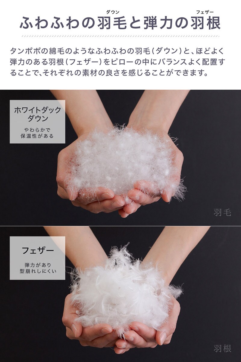 yucuss ユクスス ダウントップピロー ホテルタイプ 43cm×63cm  枕 まくら ホテル おしゃれ 安眠 フェザーピロー 羽根 ダウン 羽毛  