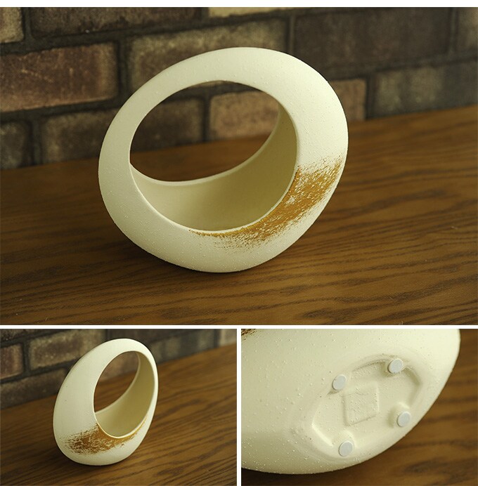 空の新月　和の陶器 M  和風花器 生け花 フラワーベース 和室 プランターポット 生花 玄関 日本 風景 円形  