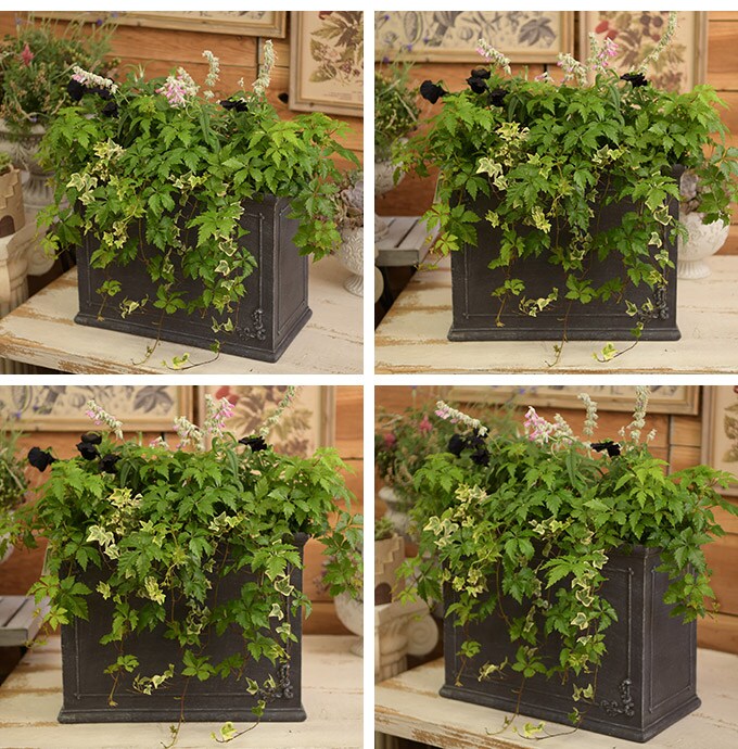 ギリシャ風 フラワーポット ダマスク モチーフハイレクト 高さ35cm プランター アンティーク おしゃれ 底穴あり 四角 庭 ベランダ