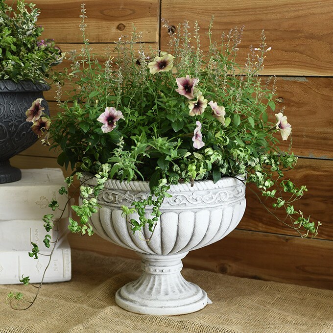 プランター 鉢 アンティーク ローマ風 フラワーベース 王宮のゴブレット L 直径約34cm  カップ型 植木鉢 寄せ植え ハーブ 底穴あり オブジェ おしゃれ フラワーポット 飾り スタンドカップ 置物 花柄 姫系 装飾 屋外 屋内 室内  