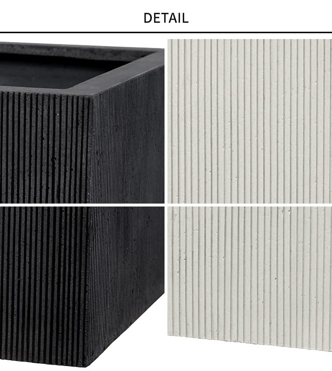 プランター 美しい縦縞 エンバスキューブ　40×40cm  プランターポット 植木鉢 大型 大鉢 軽量 シンプル FRP 丈夫 穴あり テラス バルコニー 公共施設 エントランス おしゃれ インテリア  
