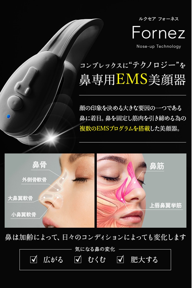 LUXCEAR ルクセア Fornez  美顔器 鼻専用 鼻のケア EMS 美鼻 忘れ鼻 軽量 ながらケア すきま時間 コンプレックス  