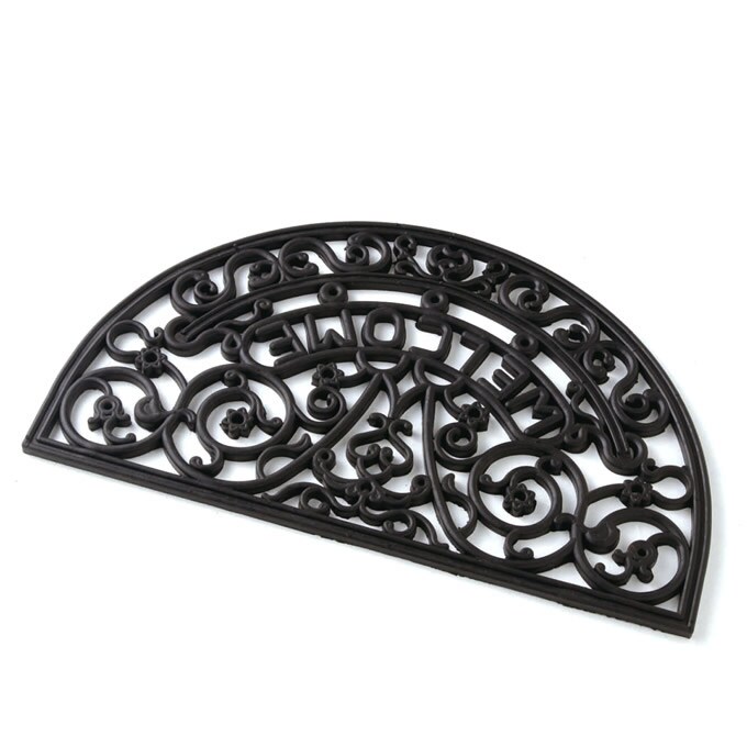 玄関マット 屋外 ラバーマット 75×45cm ドアマット おしゃれ エントランス エントランスマット 北欧 小さめ 黒 半円 ブラック 入り口 泥除け ゴム ラバー