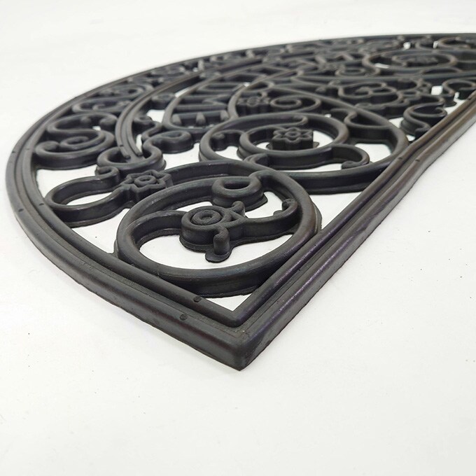 玄関マット 屋外 ラバーマット 75×45cm ドアマット おしゃれ エントランス エントランスマット 北欧 小さめ 黒 半円 ブラック 入り口 泥除け ゴム ラバー