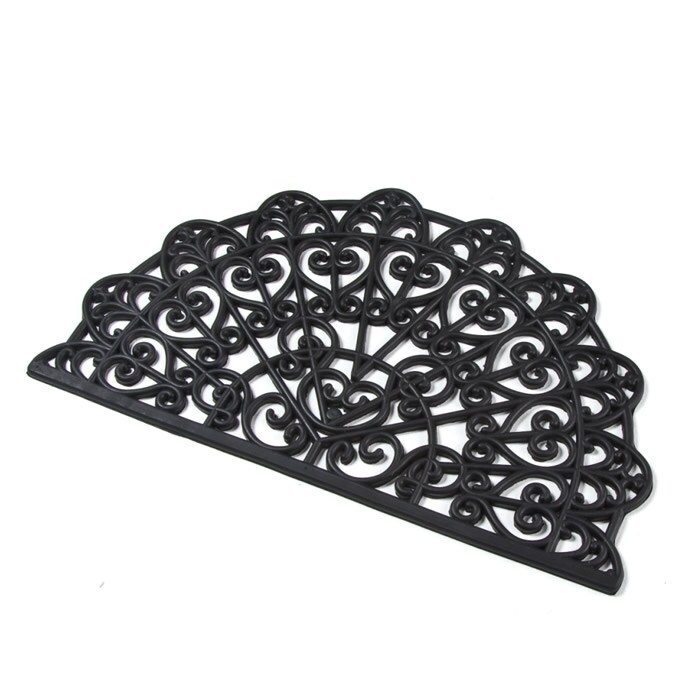 玄関マット 屋外 ラバーマット 75×45cm ドアマット マット おしゃれ エントランス エントランスマット 北欧 小さめ 黒 半円 ブラック 入り口 泥除け 泥落とし ゴム ラバー