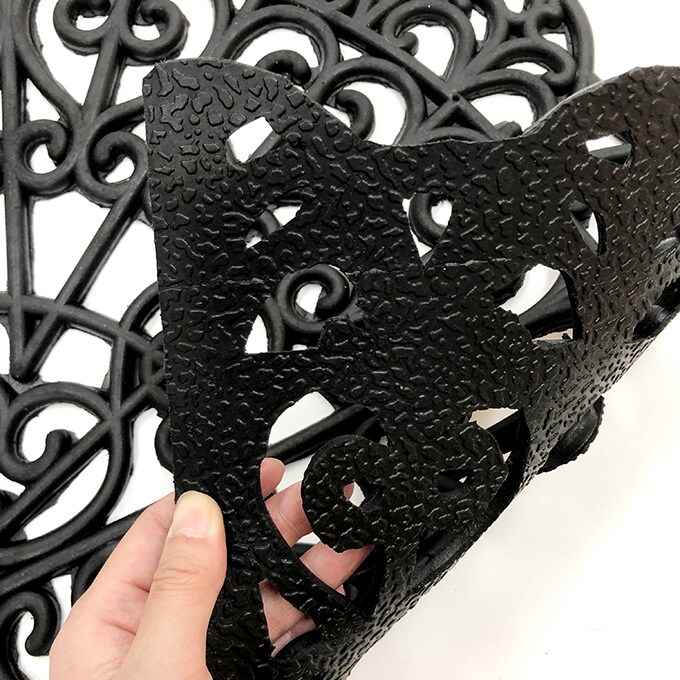 玄関マット 屋外 ラバーマット 75×45cm ドアマット マット おしゃれ エントランス エントランスマット 北欧 小さめ 黒 半円 ブラック 入り口 泥除け 泥落とし ゴム ラバー