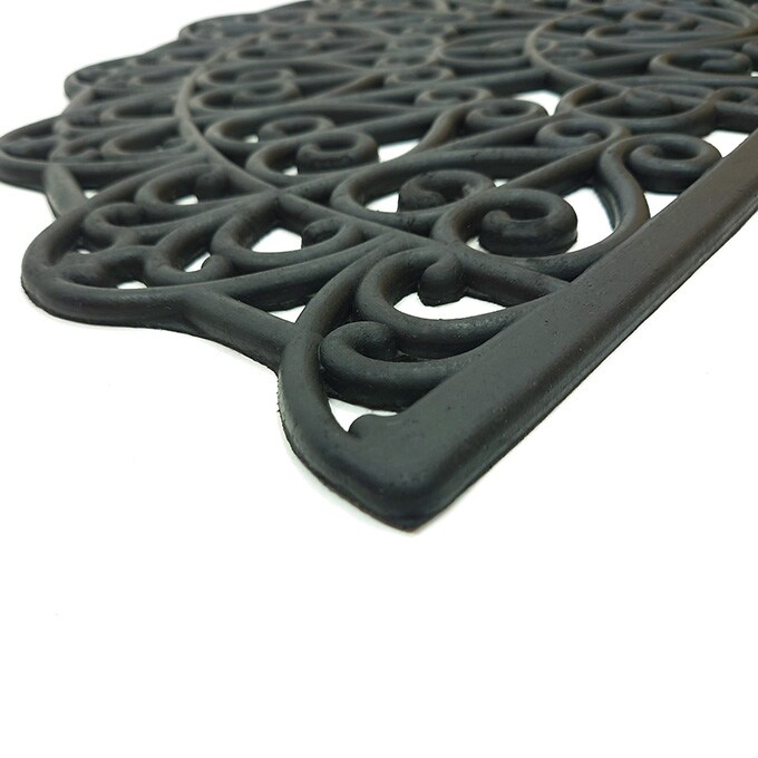 玄関マット 屋外 ラバーマット 75×45cm ドアマット マット おしゃれ エントランス エントランスマット 北欧 小さめ 黒 半円 ブラック 入り口 泥除け 泥落とし ゴム ラバー