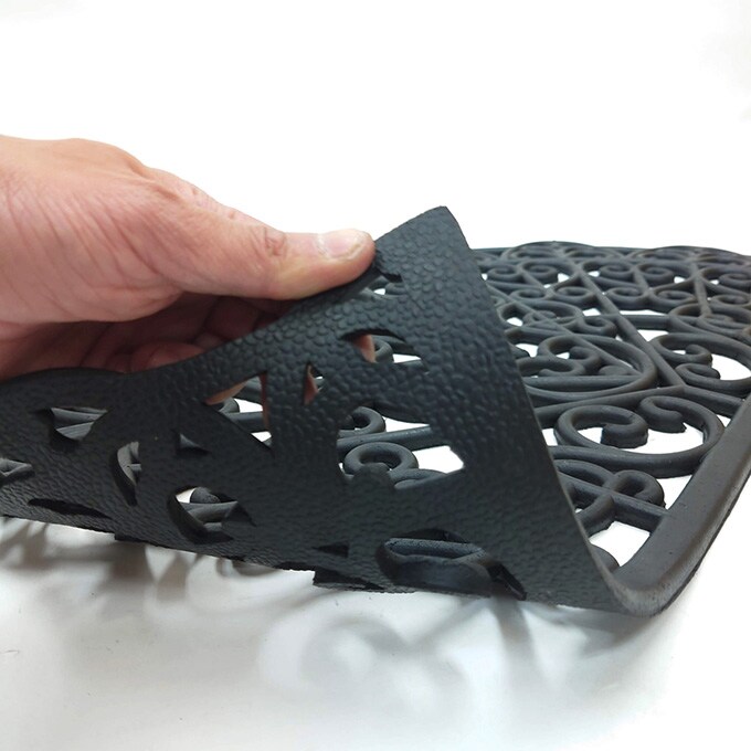 玄関マット 屋外 ラバーマット 75×45cm ドアマット マット おしゃれ エントランス エントランスマット 北欧 小さめ 黒 半円 ブラック 入り口 泥除け 泥落とし ゴム ラバー