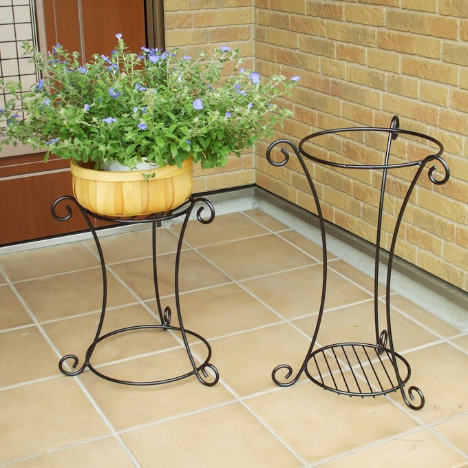 2WAYフラワースタンド 高さ60cm /フラワースタンド/アイアン/プランタースタンド/花台 鉢置き/アンティーク/玄関先 丸型/庭/ガーデン/エクステリア/ガーデニング