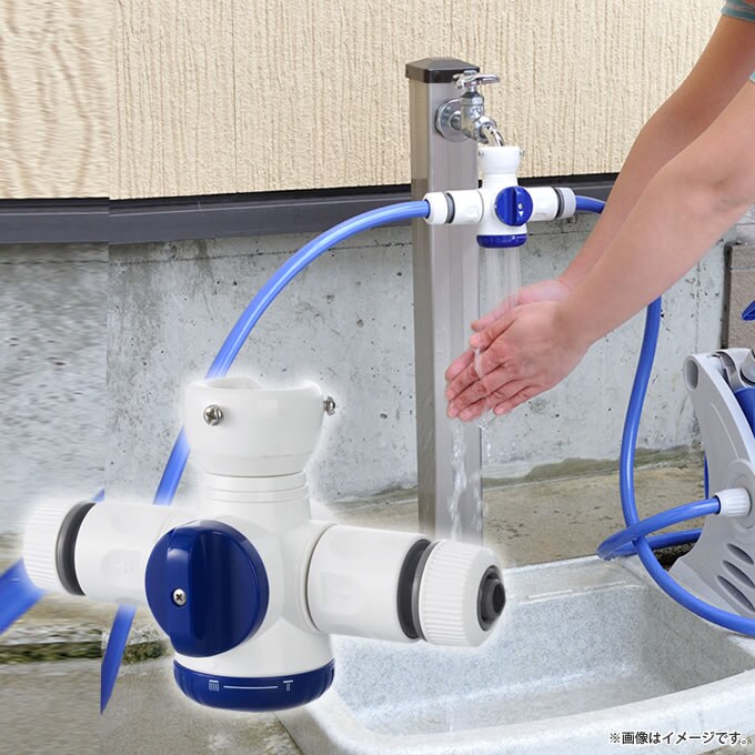 蛇口コネクター シャワー付き 三又タイプ /散水グッズ/便利/アイデア商品/水やり/分岐/ホースに/蛇口/ガーデン/ガーデニング/エクステリア/