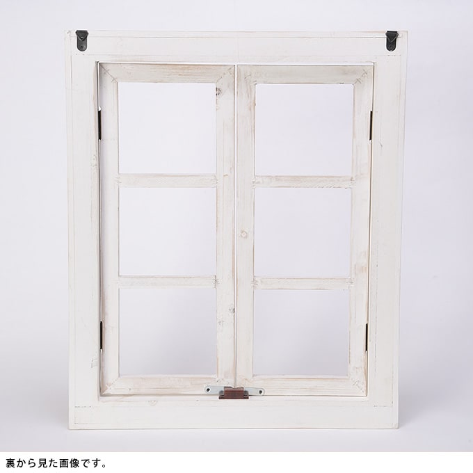木製　壁掛けウィンドウフレーム　Lサイズ  アンティーク 置物　飾り オシャレ　おしゃれ ディスプレイ ショップデザイン 窓型 ガーデン ガーデニング エクステリア  