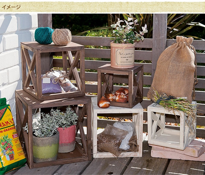 木製花台 キューブ型 w15cm フラワースタンド ウッド アンティーク 飾り 四角 小物 インテリア ガーデニング 庭 おしゃれ シャビー プランタースタンド ガーデン お花屋さん フラワーショップ