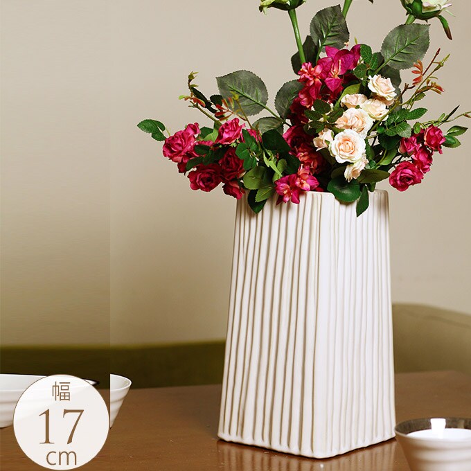 白峰雪崩　陶器花瓶　L  花瓶 ホワイト フラワーベース プランター 北欧 おしゃれ 花器 洋風 エントランス  