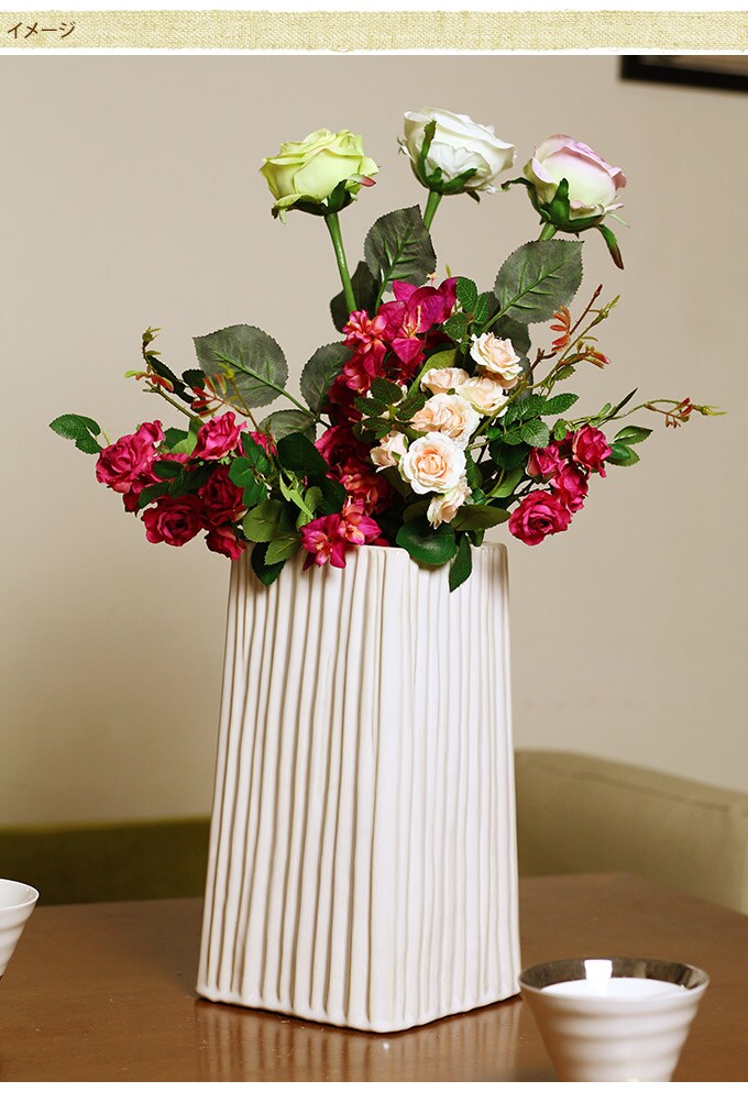 白峰雪崩　陶器花瓶　L  花瓶 ホワイト フラワーベース プランター 北欧 おしゃれ 花器 洋風 エントランス  