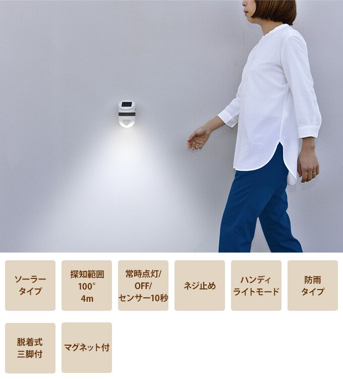 どこでも 防犯センサーライト 人感センサー ソーラー式 1W 1灯 センサーライト ソーラー充電 自動点灯 家庭用 駐車場 太陽光 自宅 玄関 倉庫 暗がり