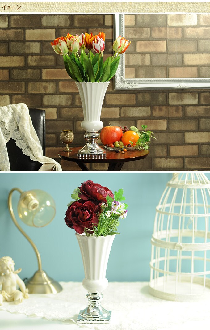 欧州貴族のフラワーベース M  北欧 花瓶 白色 陶器 白い かわいい 花器 プランターポット ヨーロピアン 西洋 おしゃれ インテリア エレガント 優美 美しい  