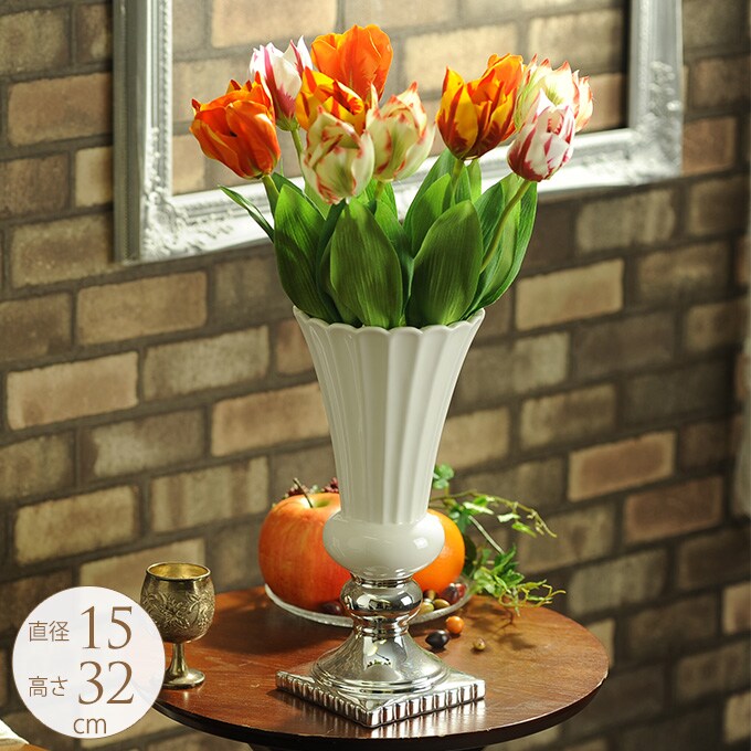 欧州貴族のフラワーベース L  北欧 花瓶 白色 陶器 白い かわいい 花器 プランターポット ヨーロピアン 西洋 おしゃれ インテリア エレガント 優美 美しい  