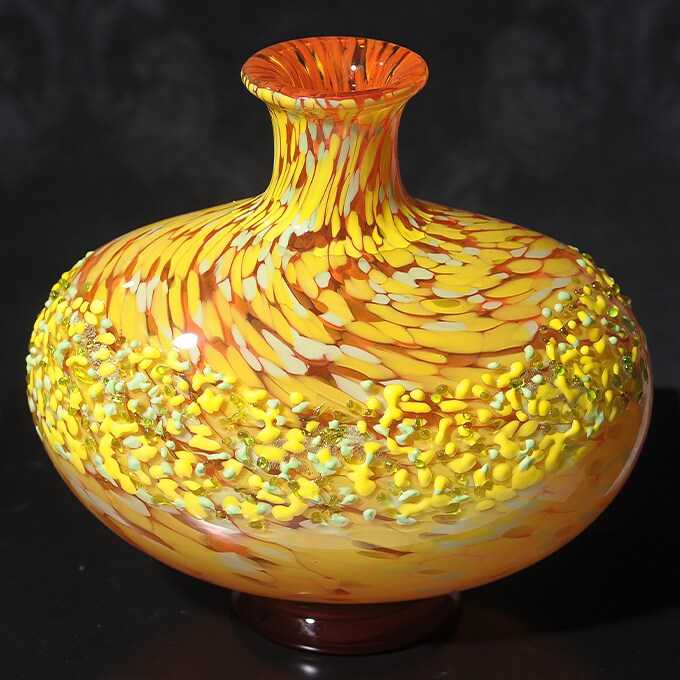 秋の訪れ色めく十和田湖 紅葉 大 花器 大きい おしゃれ 日本製 大きな フラワーベース 青森 津軽 職人 大型 生け花 活花 生花 活け花 国産 きれい キレイ かわいい 手作り