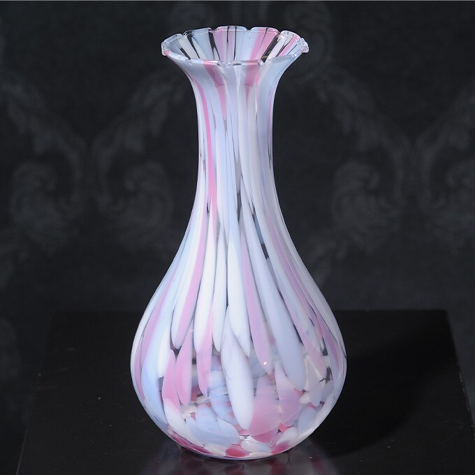 春の訪れ ガラス 花瓶 そよ風 花器 大きい おしゃれ 日本製 大きな フラワーベース 青森 津軽 職人 大型 生け花 活花 生花 活け花 国産 きれい キレイ かわいい 手作り