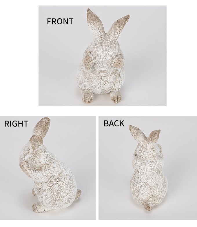 アンティーク 見ざるウサギ ホワイト ガーデン 置物 うさぎ ラビット かわいい 飾り 動物 雑貨