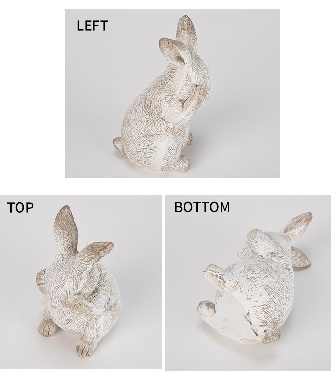 アンティーク 見ざるウサギ ホワイト ガーデン 置物 うさぎ ラビット かわいい 飾り 動物 雑貨