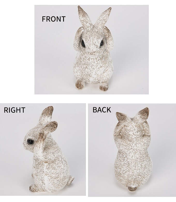 アンティーク 聞かざるウサギ ホワイト ガーデン 置物 うさぎ ラビット かわいい 飾り 動物 雑貨