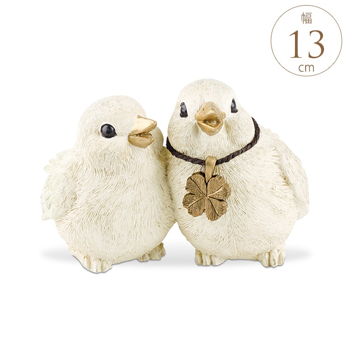 ガーデン 置物 アンティーク 四つ葉 小鳥 2羽セット ガーデン雑貨 おしゃれ オブジェ オーナメント 庭 ベランダ 飾り かわいい