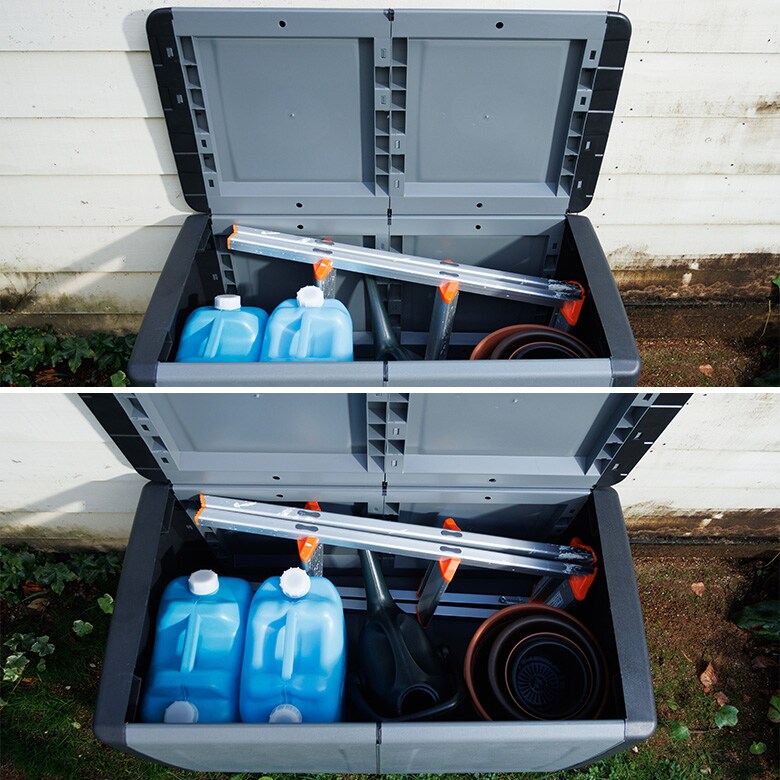 コンパクト収納 樹脂製ストッカー キューブ 幅96cm 小型収納庫 ストッカー 物置 コンテナ ベランダ テラス 屋外 組立簡単