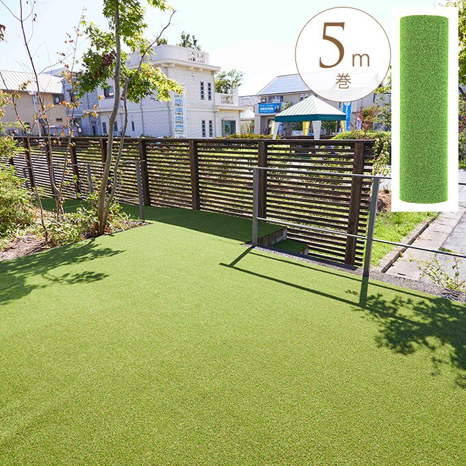 安心の国産 まるで天然芝 幅91cm×長さ5m リアル 人工芝 クッション 衝撃吸収 庭 ペット 遊具回り ベランダ テラス 水抜き穴あり 本物そっくり