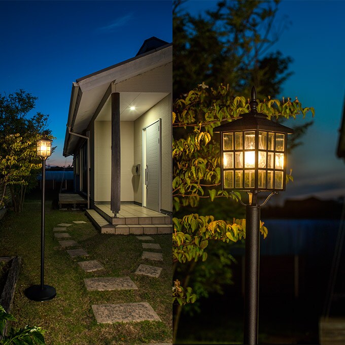 ガーデンライト あかりクラシックポストライト ソーラーライト LEDライト 庭園灯 屋外 外灯 自動点灯 組立簡単 アプローチ 玄関 足元 安全 庭 花壇 防犯 タカショー