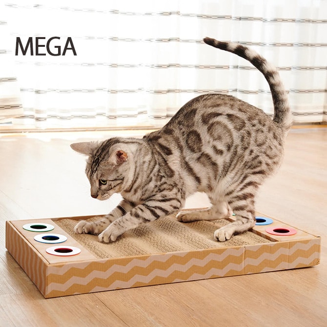 nyancoroby ニャンコロビー MEGA WAVE  猫 猫用 爪とぎ おもちゃ 鈴 ボール スクラッチャー 大きい  