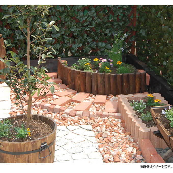 連杭花壇柵 W120×H30cm  花壇 仕切り 囲い 柵 土留め ウッド 木製 連結 ガーデニング  