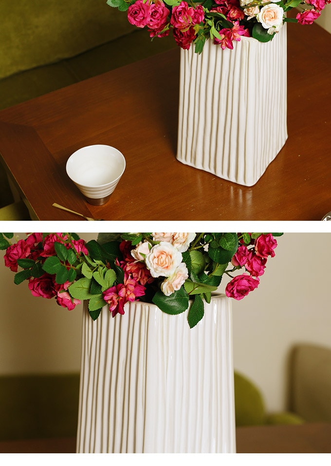 白峰雪崩　陶器花瓶　M  花瓶 ホワイト フラワーベース プランター 北欧 おしゃれ 花器 洋風 エントランス  