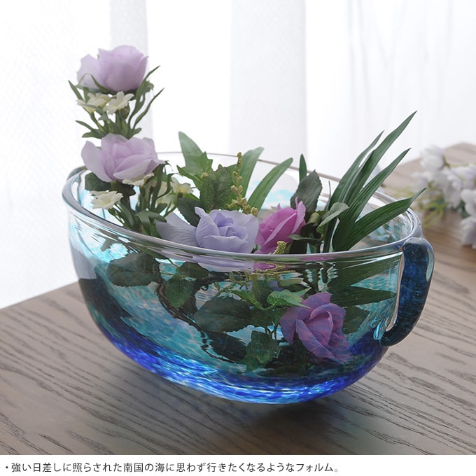 安らげる場所 ガラス 水盤   花器 生け花 日本製 おしゃれ フラワーベース 青森 津軽 職人 活花 生花 活け花 国産 器  