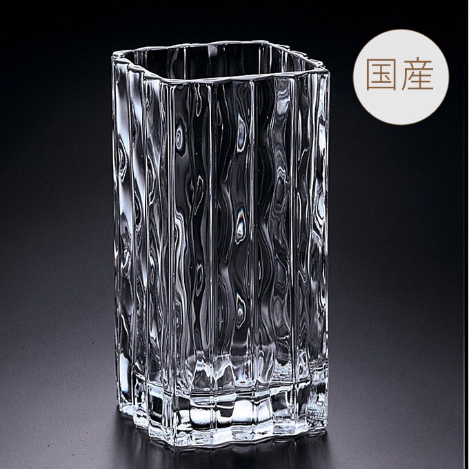 国産 ガラス花瓶 角型 ルアール クリア  9.2×9.2×17.2cm  ガラス 花瓶 おしゃれ クリア グラスベース 日本製 花器 透明 きれい インテリア オブジェ 手作り 職人  