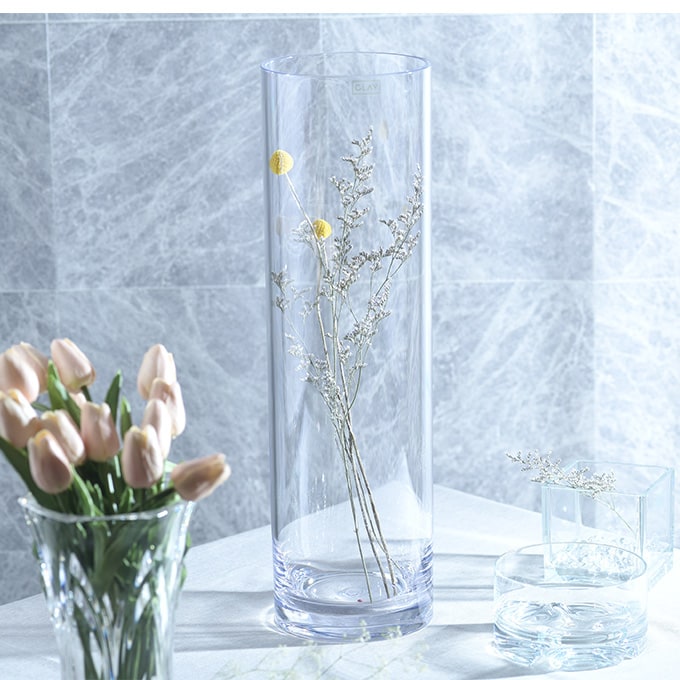 花瓶 クリア 割れない ポリカ ストレートアール　直径15×高さ51cm  フラワーベース 背の高い 大きい シンプル 大型 長い 透明 インテリア 室内 おすすめ  