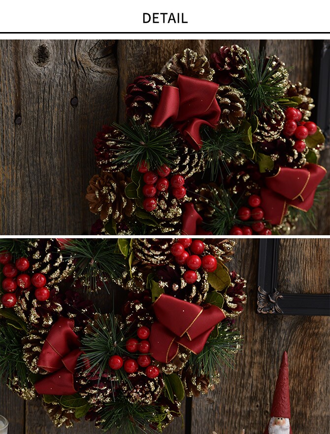 クリスマスリース 玄関 クリスマス 北欧 祝福のレッドリース S 24cm  クリスマス 飾り リース おしゃれ 装飾 ナチュラル 自然 室内 インテリア  