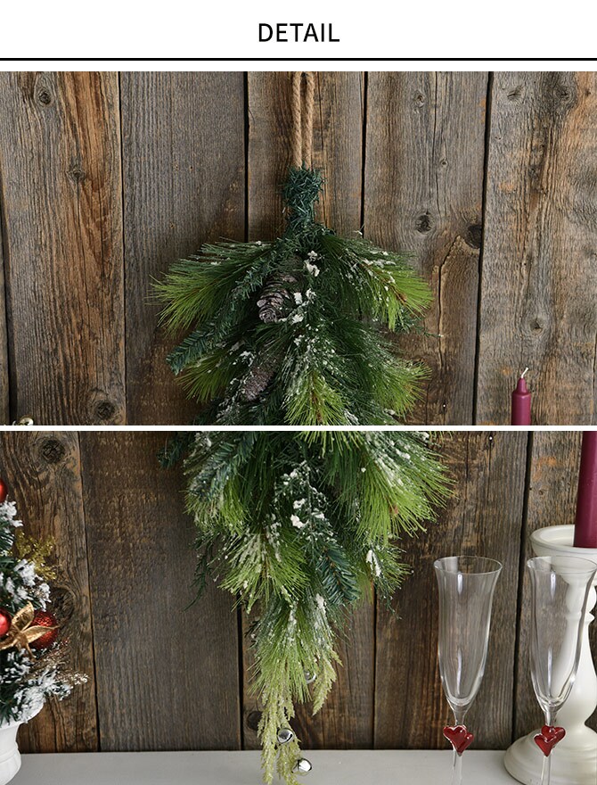 クリスマス スワッグ 北欧 クリスマス雑貨 玄関 冬を越える若い葉の生命の力 松の実添え 長さ77cm 