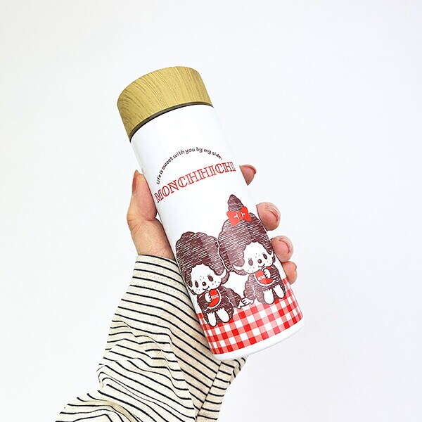モンチッチ ステンレスボトル(300ml)  ギンガムチェック (おすわり) 水筒 ランチ